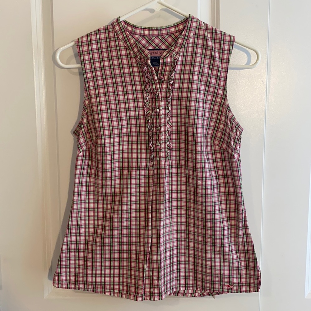Vineyard Vines Plaid Sleeveless Shirt. Size 2